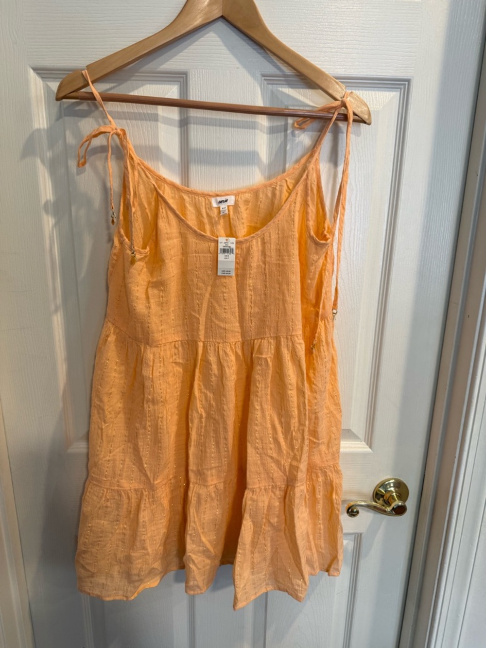 aerie Peach Textured Tiered Mini Sundress